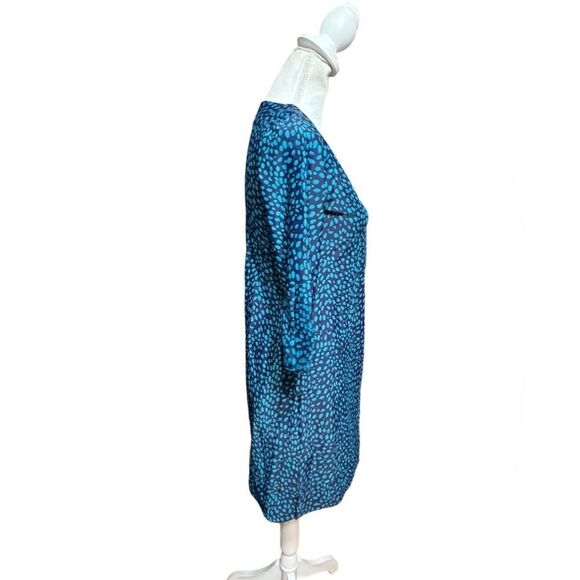 Jude Connally Megan Dress Women's XS Stretch Jude Cloth teal Leopard V-neck - Picture 2 of 5